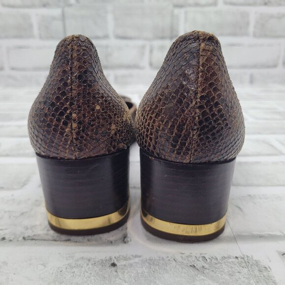 Tory Burch Snakeskin Pattern Brown Heels - Picture 4 of 8